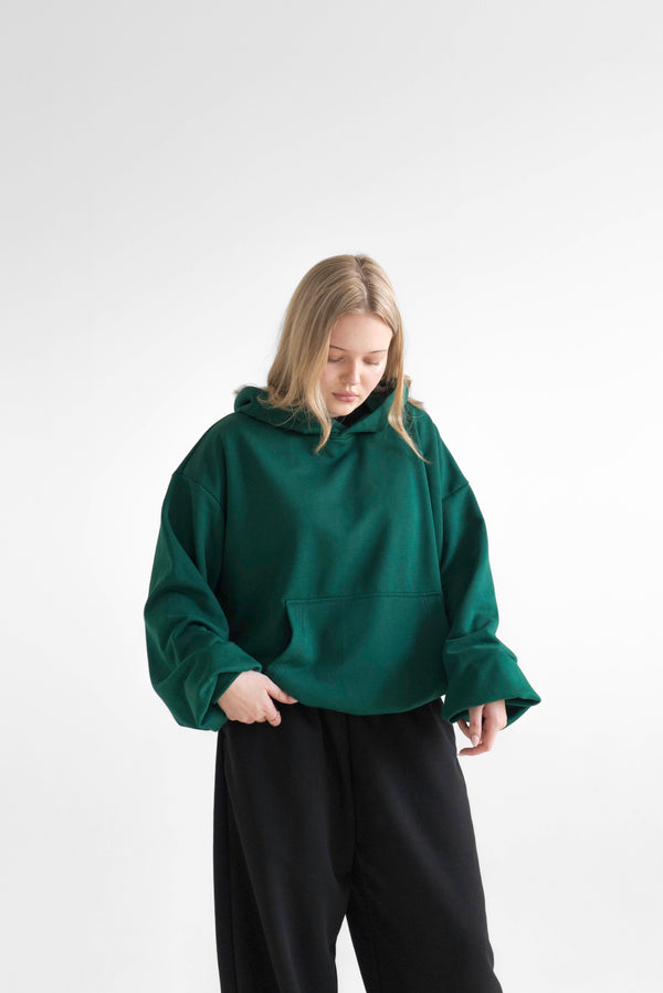 BASIC Hoodie Green - Zielona bluza typu oversize
